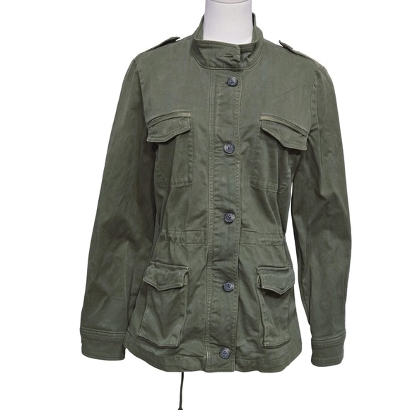 Lucky Brand Jacket Womens Medium Olive Green Military Field Utility Drawstring - Picture 1 of 13